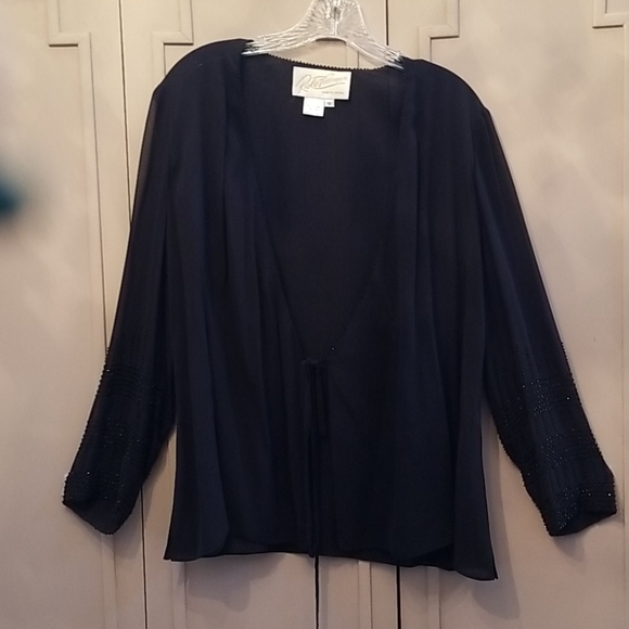 Rickie Freeman Evening Wear Sheer silk top with wi - Picture 1 of 6